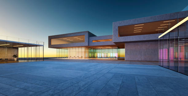 istock 3d Modern glass facade shop lot exterior 1494710990