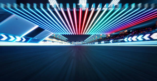 3d Moving racetrack with arrow neon light decoration
