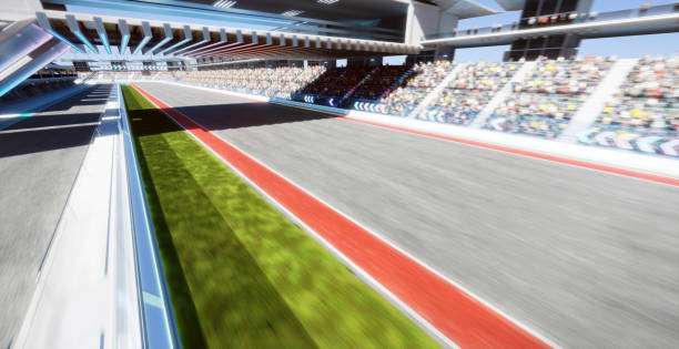 istock 3d Moving racetrack with arrow neon light decoration 1494711206