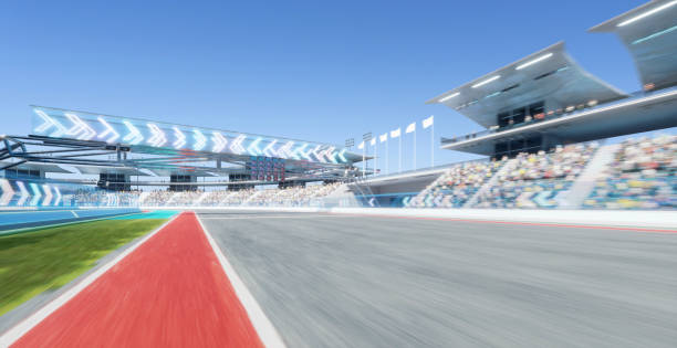 istock 3d Moving racetrack with arrow neon light decoration 1494711211