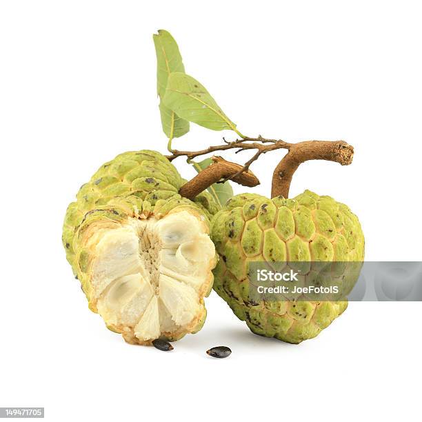 Sugar Apple Annona Squamosa With Cross Section Stock Photo - Download Image Now - Annona, Branch - Plant Part, Food