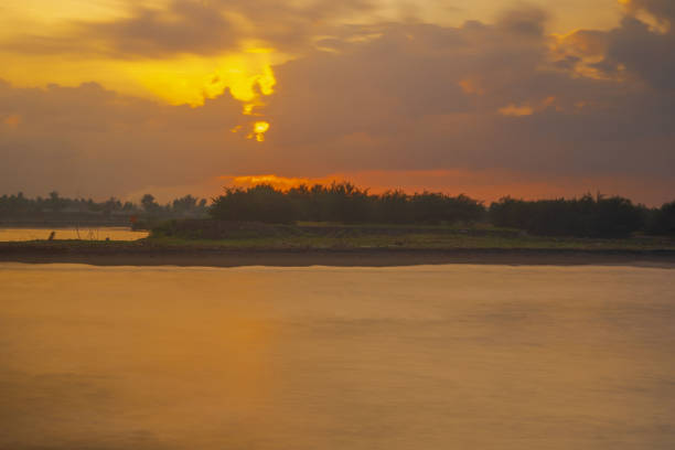 The Sunrise over Glagah Beach, Kulonprogo, Indonesia. stock photo