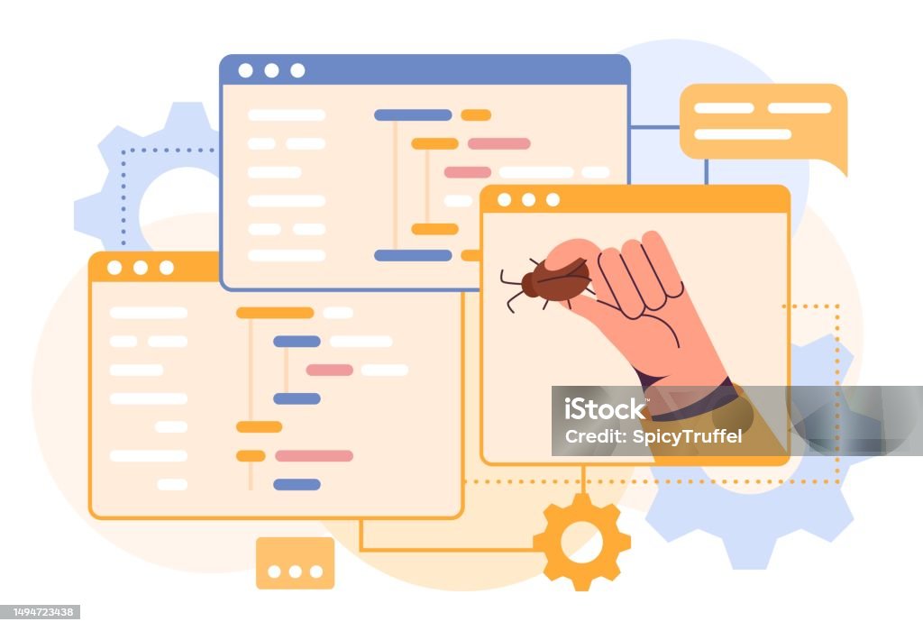 Computer Code Programmers Hand Holding Bug Malware Problem Digital ...