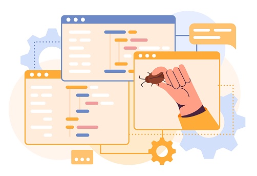 Computer Code Programmers Hand Holding Bug Malware Problem Digital ...
