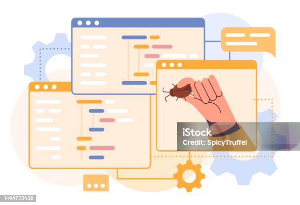 Computer Code Programmers Hand Holding Bug Malware Problem Digital ...