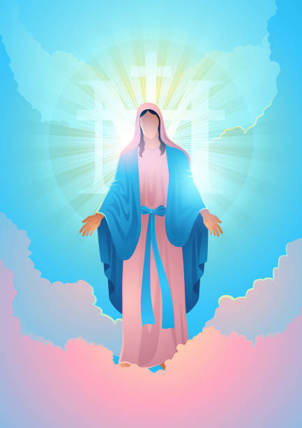 istock Virgin Mary decorated with Marian Cross symbol 1494724446