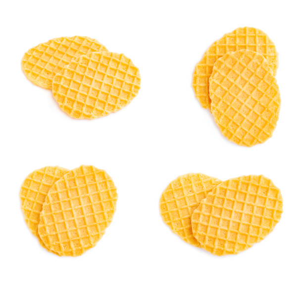 istock Set of a Crispy waffles isolated on white background, Homemade waffles 1494724456