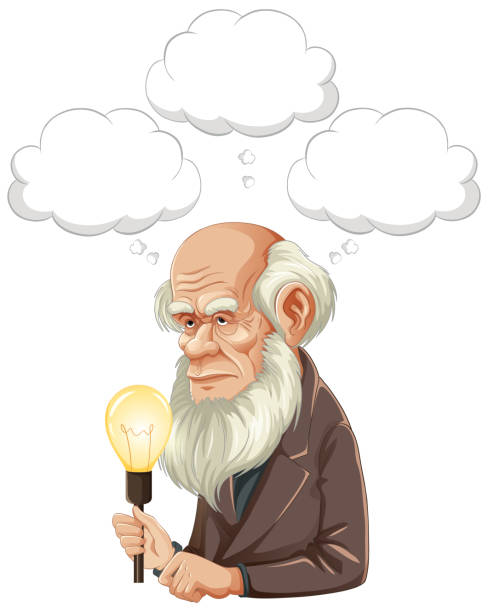 Bangkok, Thailand May 25, 2023. Caricature of Charles Darwin Bangkok, Thailand May 25, 2023. Caricature of Charles Darwin illustration charles darwin naturalist stock illustrations