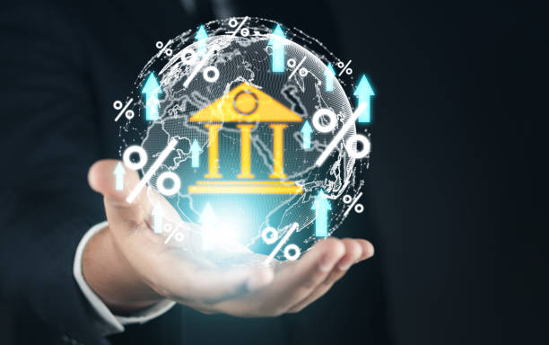 Interest rate increase financial concept. Monetary percentage concept. Hand holding icon debt rate or increase interest percent. debt increase, interest rate rise, loan, federal bank. aumento de la tasa de interés concepto financiero. concepto de porcentaje monetario. sostén la mano del icono de la tasa de deuda o aumenta el porcentaje de interés. aumento de la deuda, aumento de la tasa de interés, préstamo, banco federal.