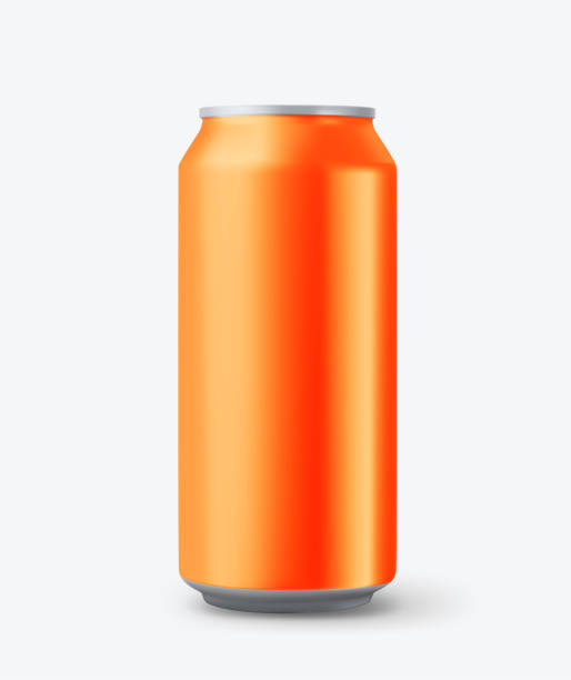 istock Orange aluminium 500 ml can mockup isolated on white background. 3d vector illustration 1494729017
