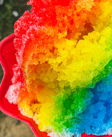 Rainbow colored shaved ice