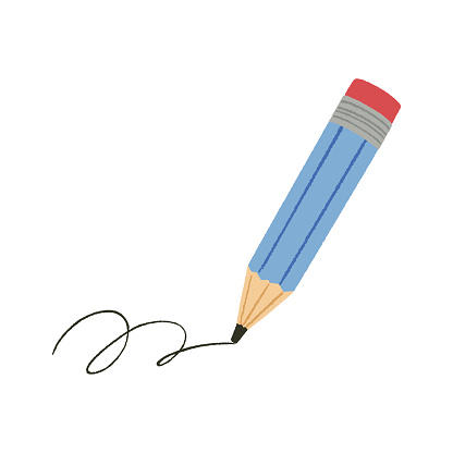 Blue pencil illustration. Vector tracing.