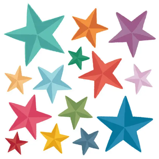 Vector illustration of Colorful Stars Set