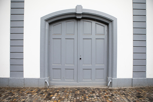 3D render of isolated wooden panel open doors