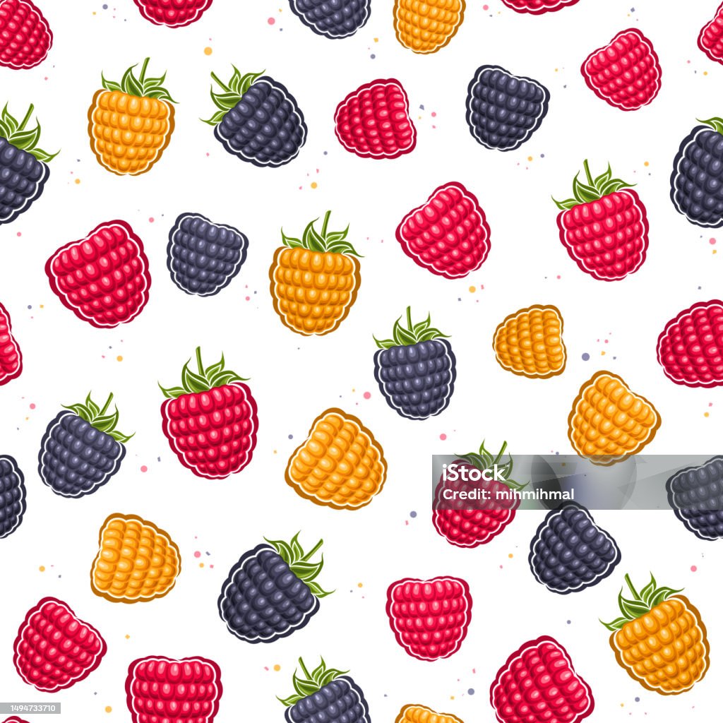 Vector Colorful Raspberry Seamless Pattern Stock Illustration ...