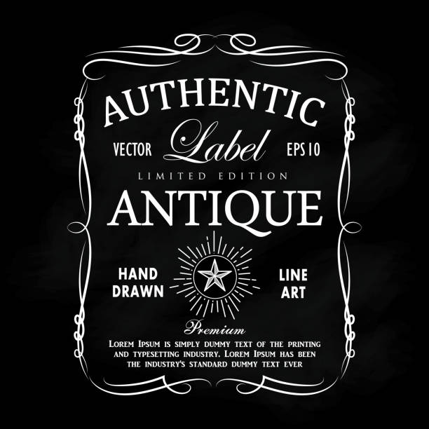 ručně kreslený rám starožitný štítek tabule retro vintage banner vektorová ilustrace - whiskey stock ilustrace