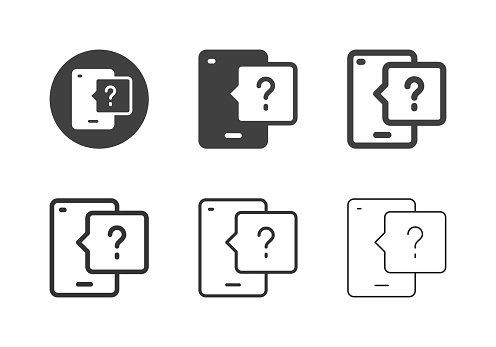 Phone Interview Question Icons Multi Series Vector EPS File.