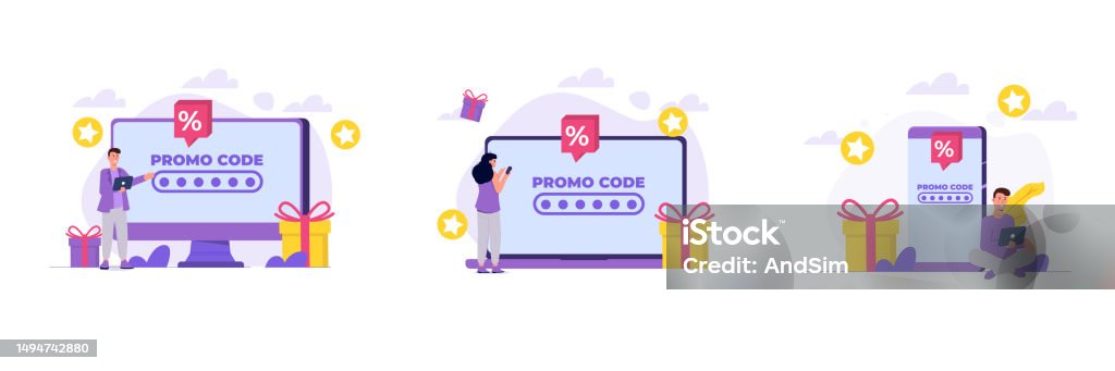 Promo Code Using Concept Vector Illustration Stock Illustration ...