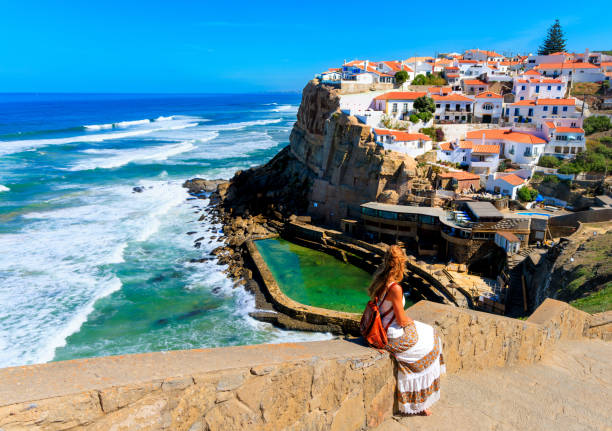 Azenhas do Mar- Sintra, Lisbon in Portugal Azenhas do Mar- Sintra, Lisbon in Portugal azenhas do mar stock pictures, royalty-free photos & images