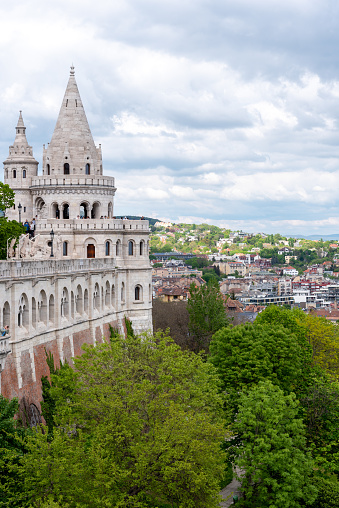 Fisherman Bastion monument in Buda Castle in Budapest Hungary on 30 April 2023