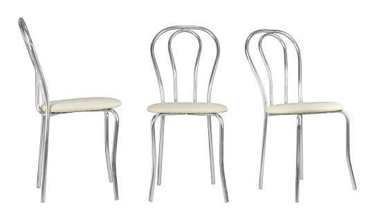 set comfortable metal chair, bar stool, isolate