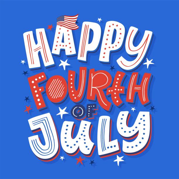 4. juli. vektorschriftzug zum unabhängigkeitstag für postkarte, karte, banner. kalligraphie der feierlichkeiten. typografie-konzept der us-militärstreitkräfte. t-shirt-design, tassendruck, t-shirt-art. - glück stock-grafiken, -clipart, -cartoons und -symbole