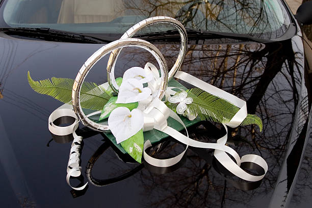 istock Wedding rings on the car 149475628