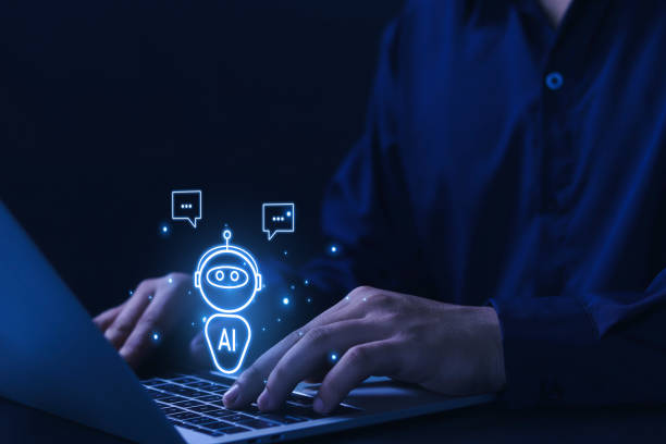 istock Online network information and AI innovation on business person computer screen 1494766386