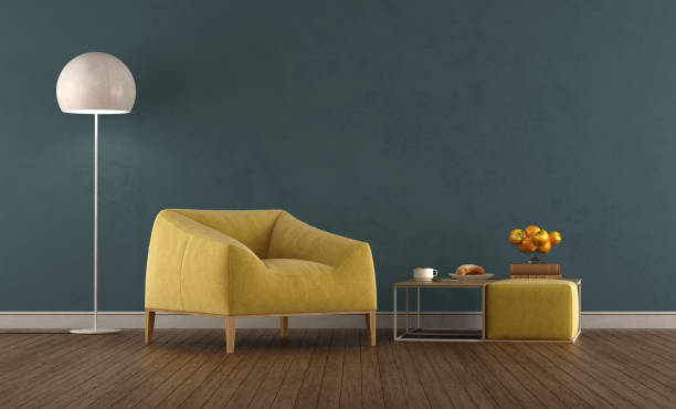 istock Yellow armchair in a blue room 1494767196