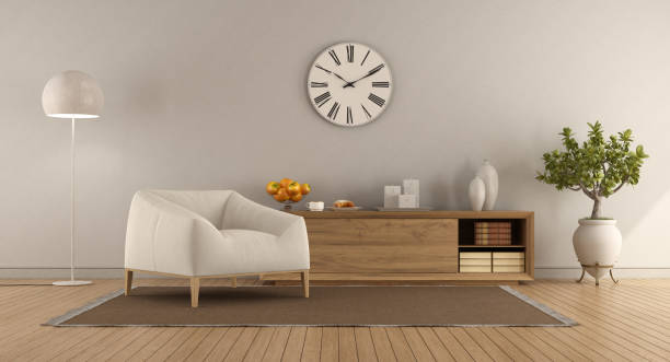 istock Modern living room with wooden sideboard 1494767244