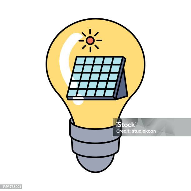 Solar Bulb Vector Light Bulb Showcasing Solar Cell Energy From Sunlight Stock ...