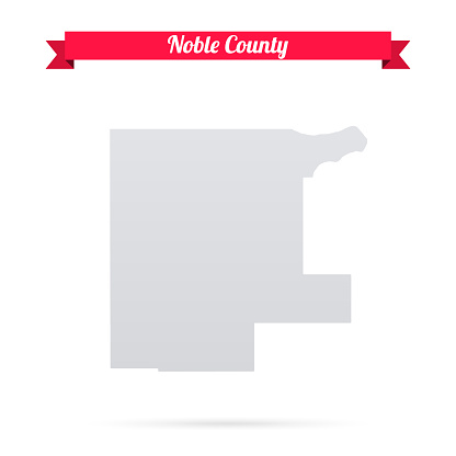 Map of Noble County - Oklahoma, isolated on a blank background and with his name on a red ribbon. Vector Illustration (EPS file, well layered and grouped). Easy to edit, manipulate, resize or colorize. Vector and Jpeg file of different sizes.