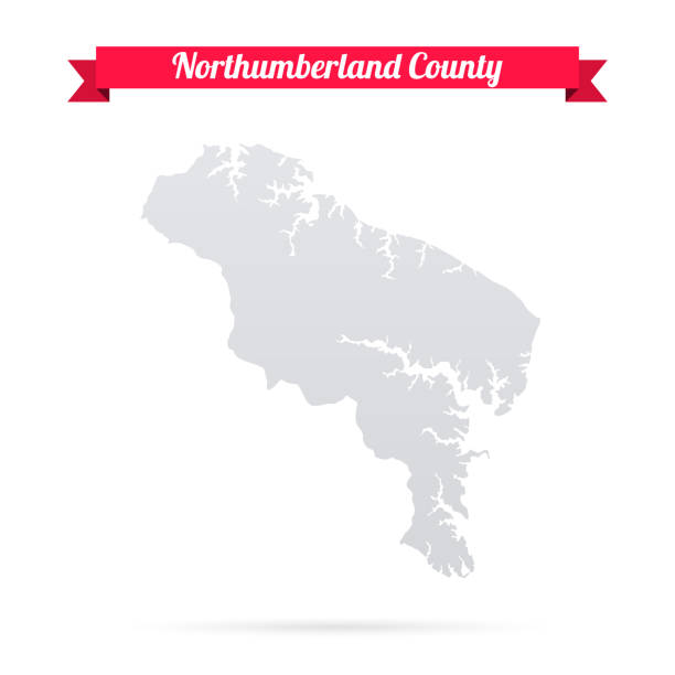 Northumberland County, Virginia. Map on white background with red banner Map of Northumberland County - Virginia, isolated on a blank background and with his name on a red ribbon. Vector Illustration (EPS file, well layered and grouped). Easy to edit, manipulate, resize or colorize. Vector and Jpeg file of different sizes. modern map north east england uk stock illustrations