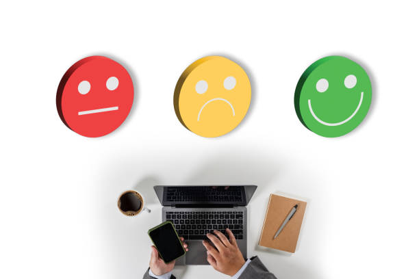 istock businessman select happy on satisfaction evaluation? feedback And good mood smiley customer experience rating online consumer 1494768297