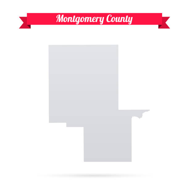 illustrations, cliparts, dessins animés et icônes de le comté de montgomery, situé dans l’état du mississippi. carte sur fond blanc avec bannière rouge - winona
