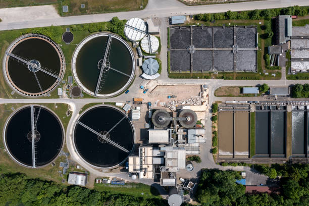 istock Water purification plant from directly above 1494768431