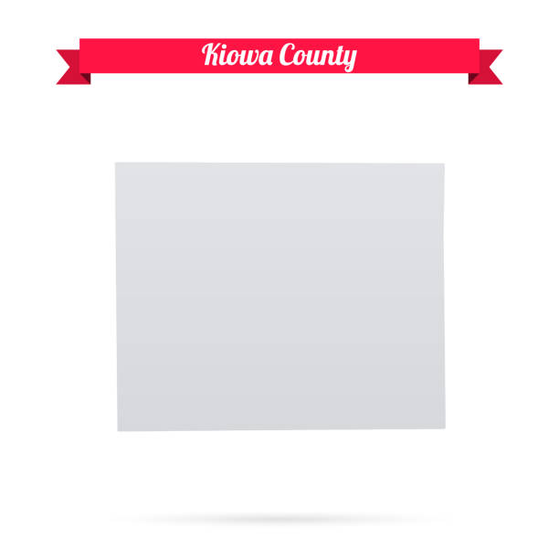 Kiowa County, Kansas. Map on white background with red banner Map of Kiowa County - Kansas, isolated on a blank background and with his name on a red ribbon. Vector Illustration (EPS file, well layered and grouped). Easy to edit, manipulate, resize or colorize. Vector and Jpeg file of different sizes. kiowa stock illustrations