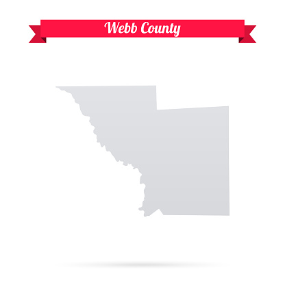 Map of Webb County - Texas, isolated on a blank background and with his name on a red ribbon. Vector Illustration (EPS file, well layered and grouped). Easy to edit, manipulate, resize or colorize. Vector and Jpeg file of different sizes.
