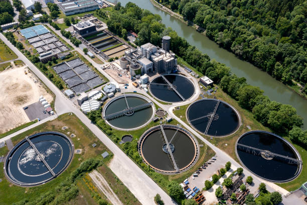 istock Sewage treatment plant from above 1494770654