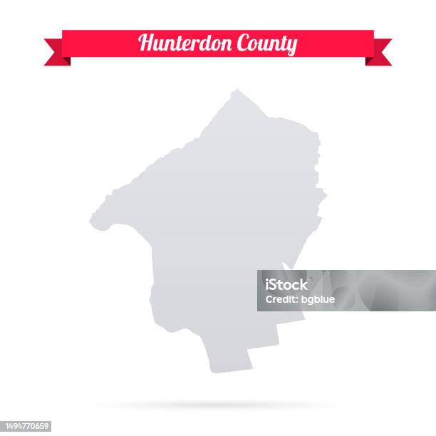 Hunterdon Hunterdon County New Jersey Map On White Background With Red Banner ...