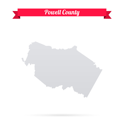 Map of Powell County - Kentucky, isolated on a blank background and with his name on a red ribbon. Vector Illustration (EPS file, well layered and grouped). Easy to edit, manipulate, resize or colorize. Vector and Jpeg file of different sizes.