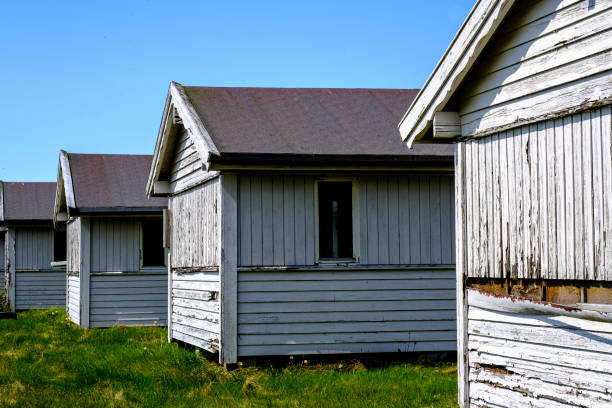 istock Row Or Line Of Old Derelict Wood Beach Huts 1494772922