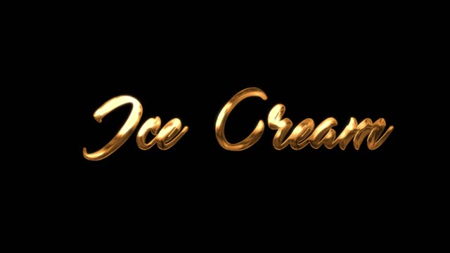 Ice Cream - Title Text Animation With Ink Gold Color and Black Background. Great for greeting videos, opening video, Bumper, cinema, digital video, media publishing, film, short movie, etc