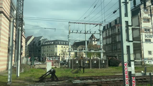 train entering Strasbourg main station, France