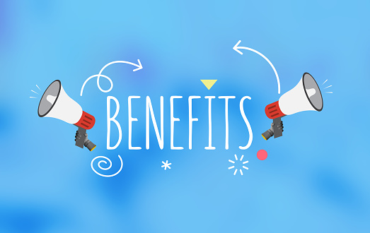 The word of benefits with megaphone