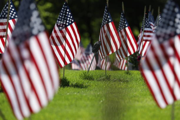 istock American Flags Flying on Veterans Cemetery 1494782685