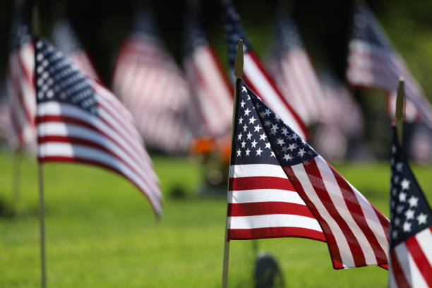 istock American Flags Flying on Veterans Cemetery 1494782686