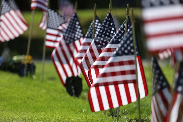 istock American Flags Flying on Veterans Cemetery 1494782689
