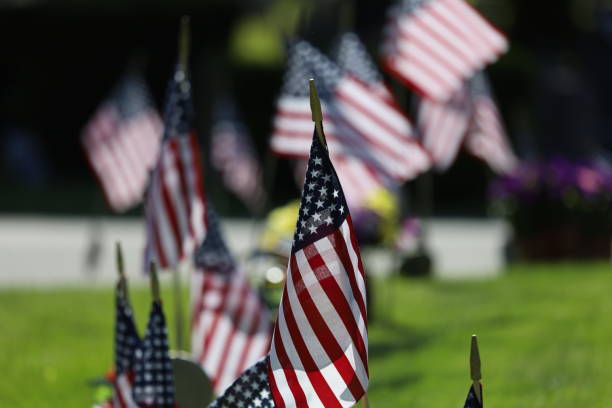 istock American Flags Flying on Veterans Cemetery 1494782705