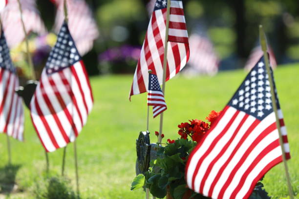 istock American Flags Flying on Veterans Cemetery 1494782709